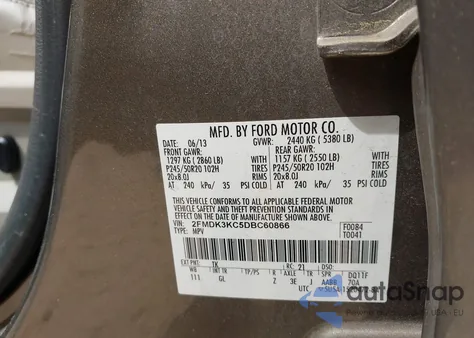 2013 Ford Edge Limited from USA, damaged, VIN 2FMDK3KC5DBC60866
